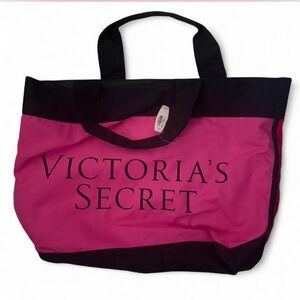 Vintage Victoria's Secret Bold Pink and Black Tote